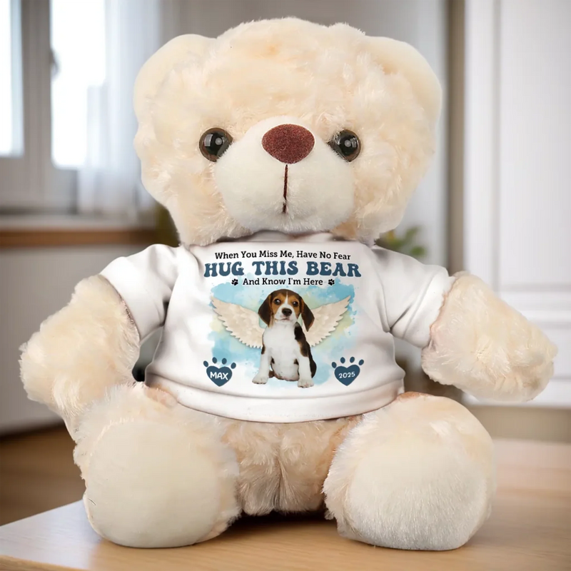 Custom Photo Snuggle Up With Love - Memorial Personalized Custom Teddy Bear Plush - Sympathy Gift For Pet Owners, Pet Lovers