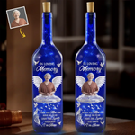 Custom Photo Memorial Angel Gifts - Personalized Blue Bottle Lamp