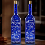 Forever Remembered, Forever Loved - Memorial Personalized Custom Blue Bottle Lamp - Sympathy Gift For Family Members