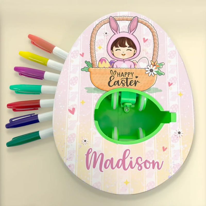 A Bunny’s Love For Easter - Family Personalized Custom Easter Egg Decorating Kit, Egg Spinner Machine With Markers - Easter Gift For Family Members