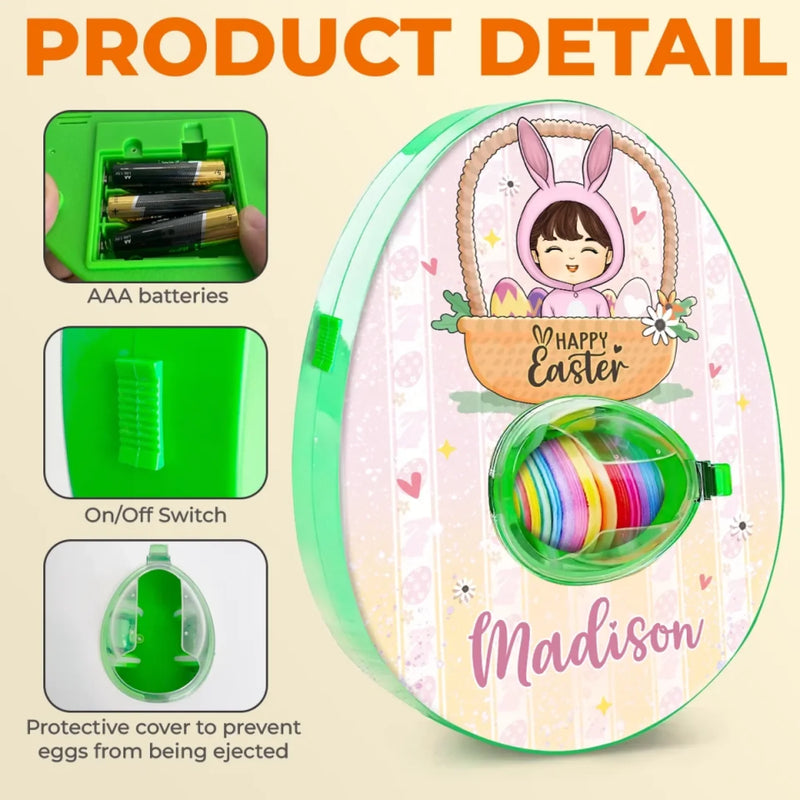 A Bunny’s Love For Easter - Family Personalized Custom Easter Egg Decorating Kit, Egg Spinner Machine With Markers - Easter Gift For Family Members