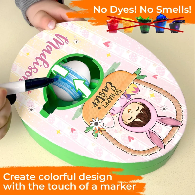 A Bunny’s Love For Easter - Family Personalized Custom Easter Egg Decorating Kit, Egg Spinner Machine With Markers - Easter Gift For Family Members
