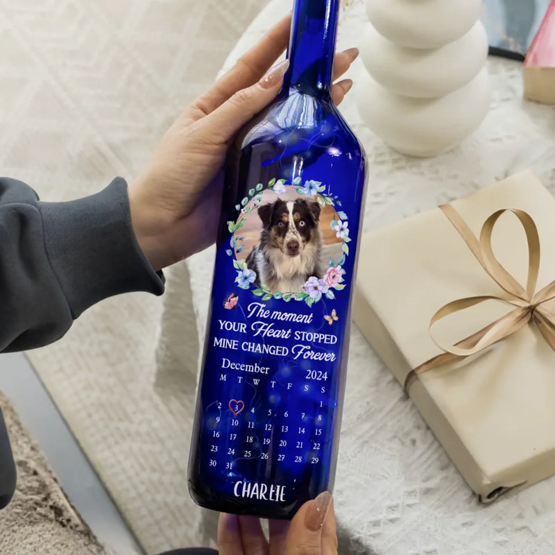 Custom Photo Not A Day Goes By That You're Not Missed - Memorial Personalized Custom Blue Bottle Lamp - Sympathy Gift For Pet Owners, Pet Lovers