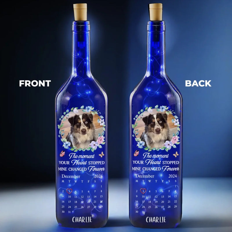 Custom Photo Not A Day Goes By That You're Not Missed - Memorial Personalized Custom Blue Bottle Lamp - Sympathy Gift For Pet Owners, Pet Lovers
