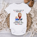 My Heart Belongs To Mom - Family Personalized Custom Baby Onesie - Mother's Day, Baby Shower Gift, Gift For New Moms