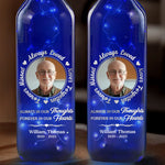 Custom Photo Memorial Decor - Personalized Blue Bottle Lamp