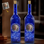 Custom Photo Memorial Decor - Personalized Blue Bottle Lamp
