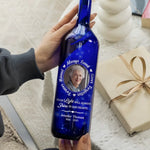 Custom Photo Memorial Decor - Personalized Blue Bottle Lamp