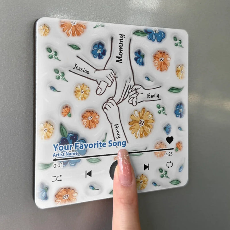 Holding Hands Is A Reminder That We Are All Connected - Family Personalized Custom 3D Inflated Effect Printed Music Fridge Magnet That Can Play Songs - Mother's Day Gift For Mom, Grandma
