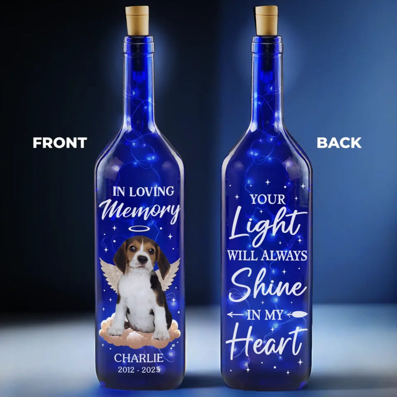 Custom Photo Gone But Never Forgotten - Memorial Personalized Custom Blue Bottle Lamp - Sympathy Gift For Pet Owners, Pet Lovers