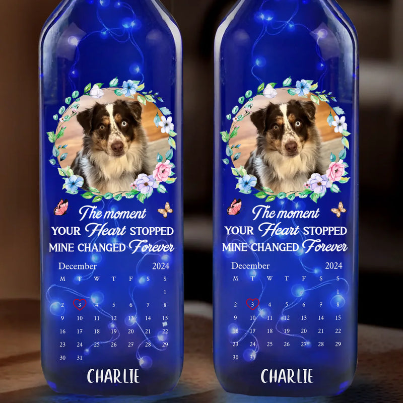 Custom Photo Not A Day Goes By That You're Not Missed - Memorial Personalized Custom Blue Bottle Lamp - Sympathy Gift For Pet Owners, Pet Lovers