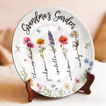 Where Every Petal Tells A Story - Family Personalized Custom Ceramic Plate - Mother's Day, Gift For Mom, Grandma