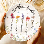 Where Every Petal Tells A Story - Family Personalized Custom Ceramic Plate - Mother's Day, Gift For Mom, Grandma