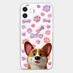 Tail Wagging Happiness - Dog Personalized Custom 3D Inflated Effect Printed Clear Phone Case - Gift For Pet Owners, Pet Lovers