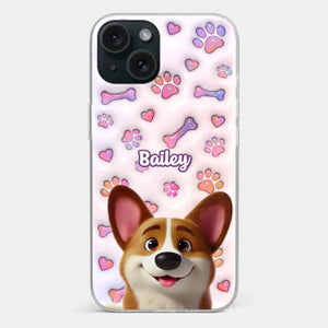 Tail Wagging Happiness - Dog Personalized Custom 3D Inflated Effect Printed Clear Phone Case - Gift For Pet Owners, Pet Lovers