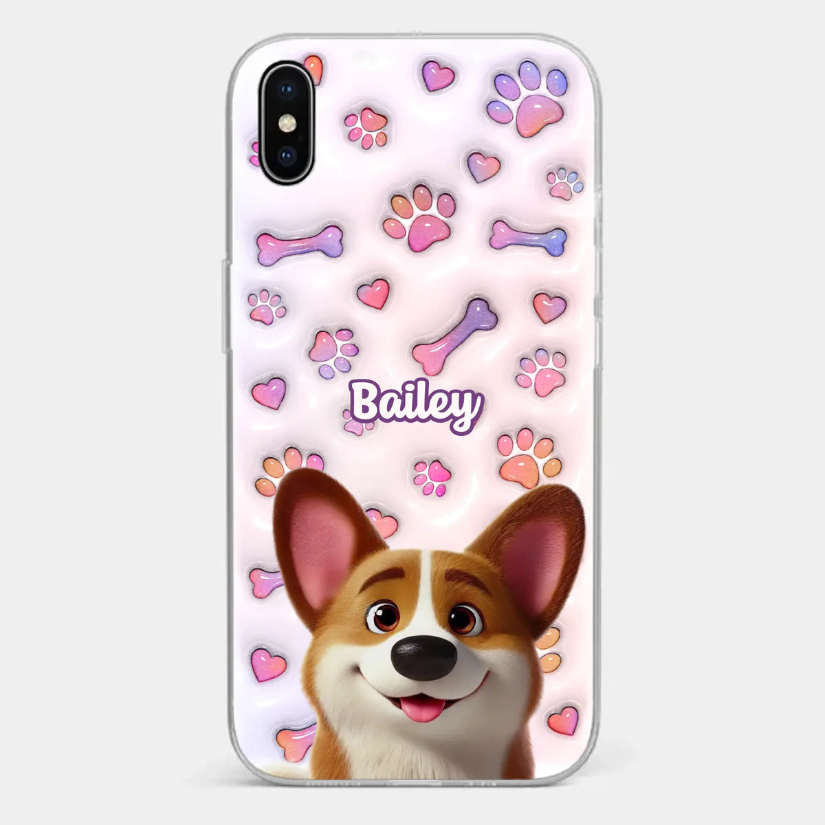 Tail Wagging Happiness - Dog Personalized Custom 3D Inflated Effect Printed Clear Phone Case - Gift For Pet Owners, Pet Lovers
