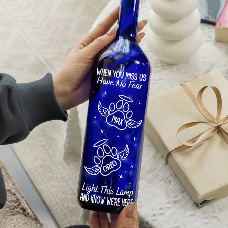 My Heart Still Whispers Your Name - Memorial Personalized Custom Blue Bottle Lamp - Sympathy Gift For Pet Owners, Pet Lovers