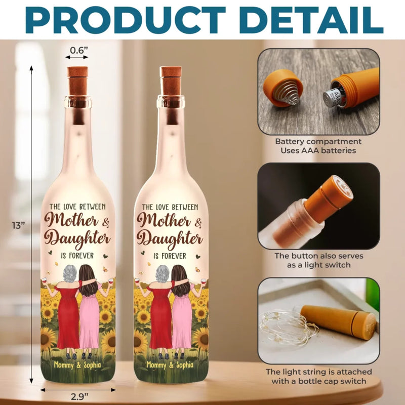 A Love Link That Never Fades - Family Personalized Custom Bottle Lamp - Mother's Day, Gift For Mom, Daughter