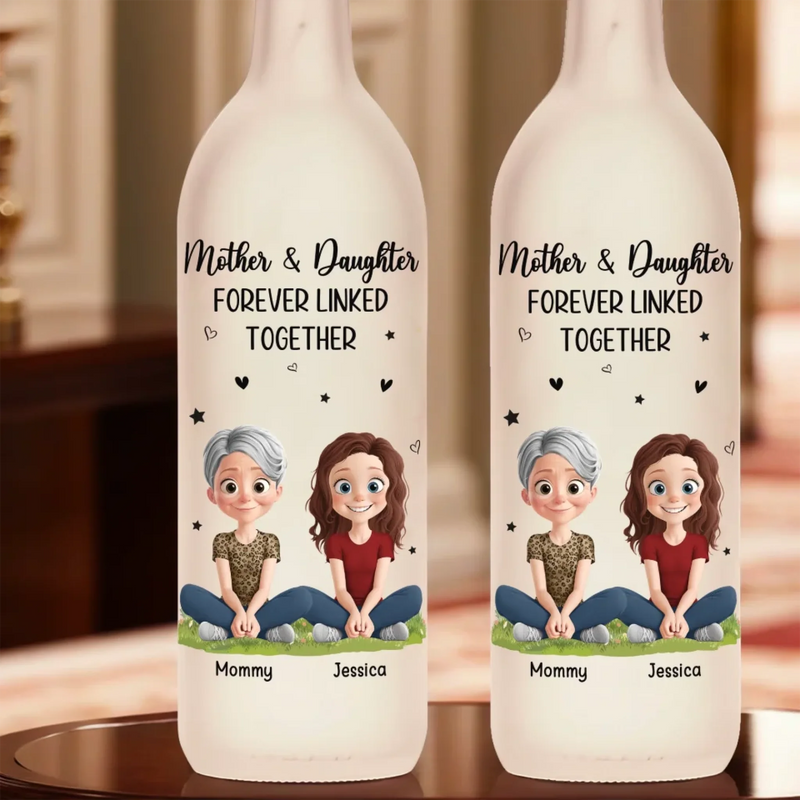 The Love Between Mother & Daughter Knows No Distance - Family Personalized Custom Bottle Lamp - Mother's Day, Gift For Mom, Daughter