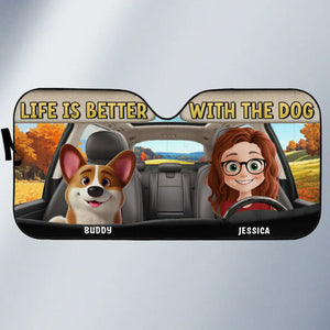 Paws & Drive, The Perfect Ride - Dog Personalized Custom Auto Windshield Sunshade, Car Window Protector - Gift For Pet Owners, Pet Lovers