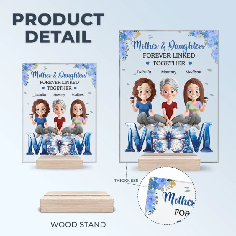 Linked By Love, Strengthened By Family - Family Personalized Custom Rectangle Shaped Acrylic Plaque - Mother's Day, Gift For Mom, Daughter
