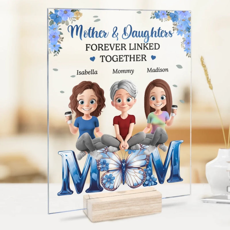 Linked By Love, Strengthened By Family - Family Personalized Custom Rectangle Shaped Acrylic Plaque - Mother's Day, Gift For Mom, Daughter