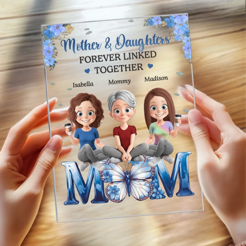 Linked By Love, Strengthened By Family - Family Personalized Custom Rectangle Shaped Acrylic Plaque - Mother's Day, Gift For Mom, Daughter