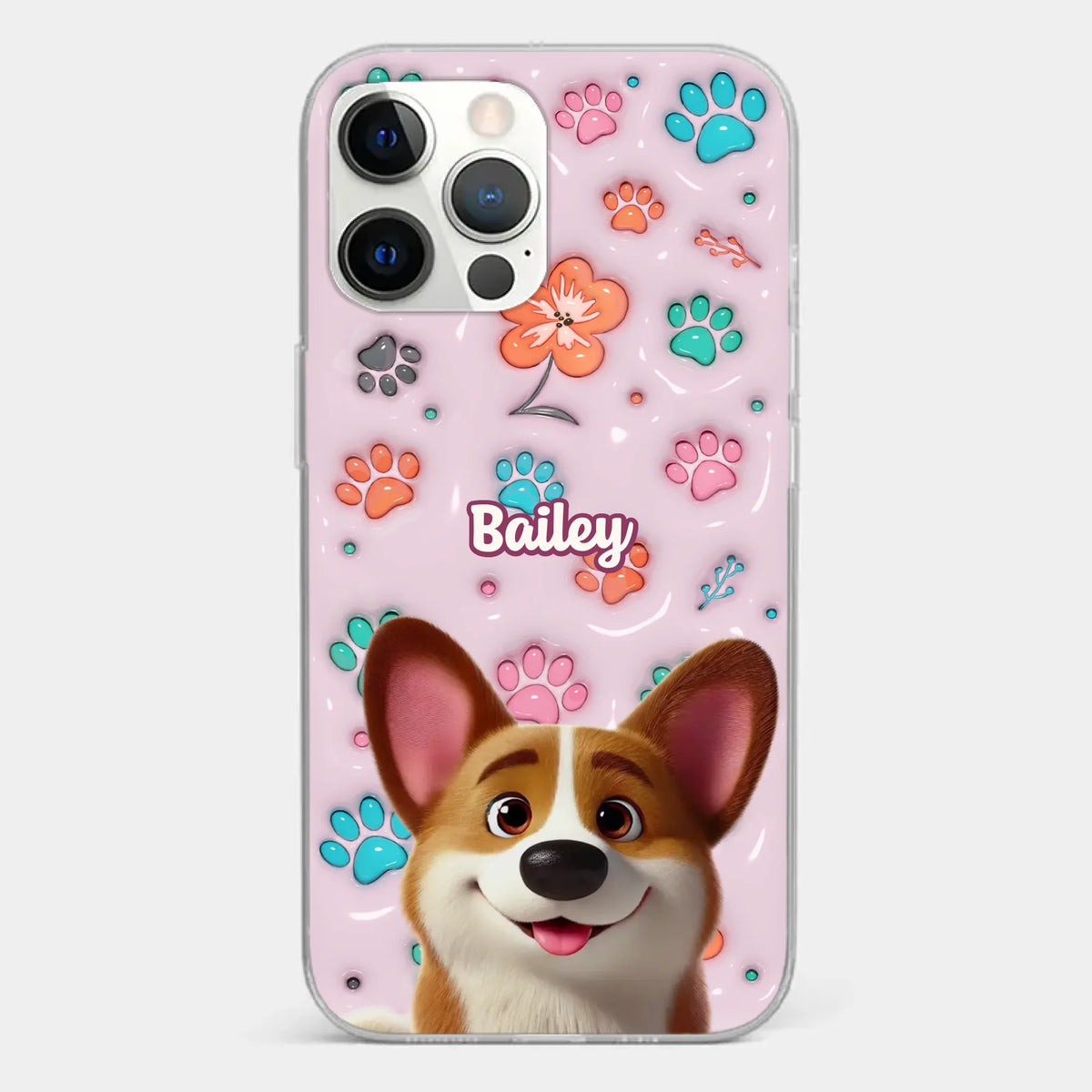 Loyal Hearts Have Four Paws- Dog Personalized Custom 3D Inflated Effect Printed Clear Phone Case - Gift For Pet Owners, Pet Lover