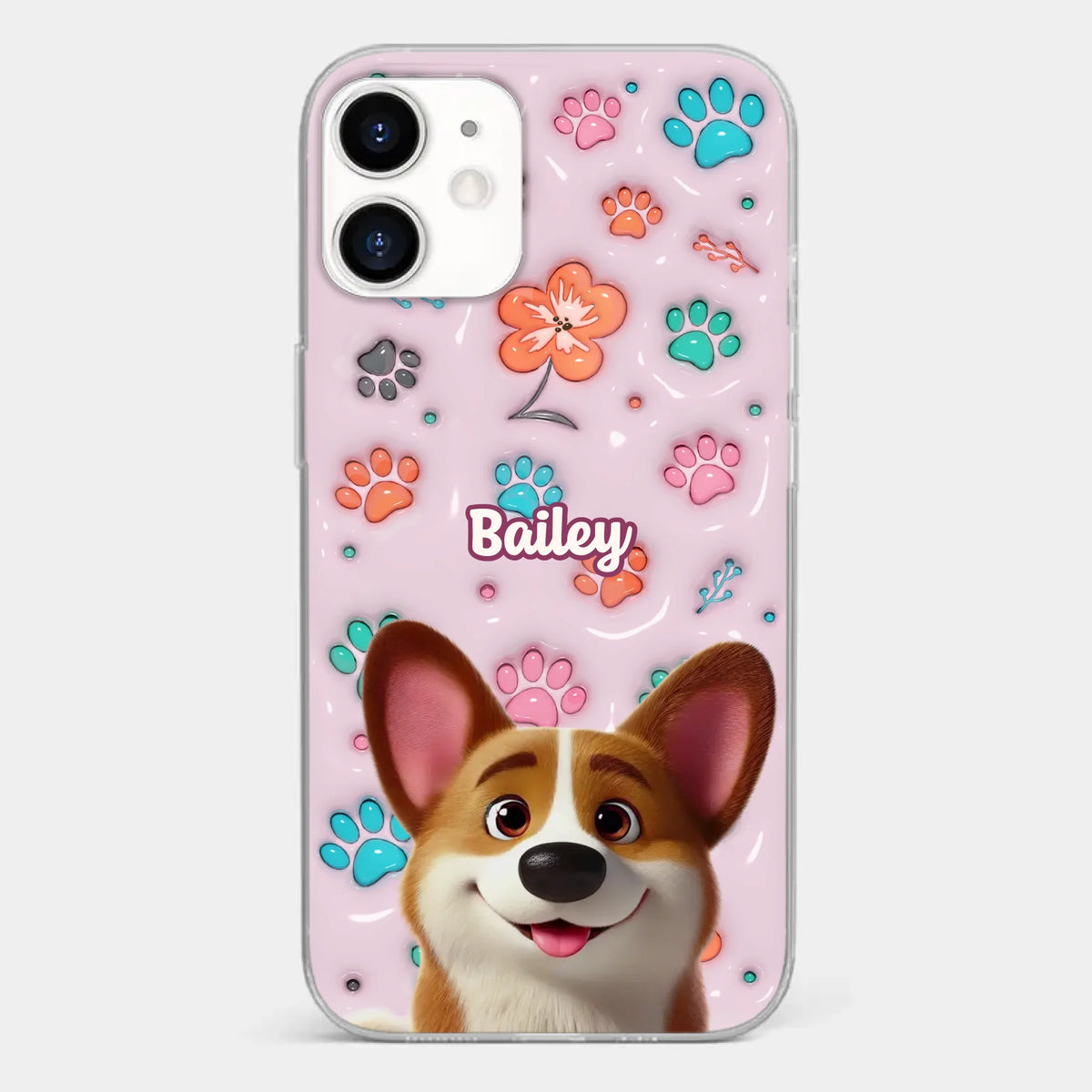Loyal Hearts Have Four Paws- Dog Personalized Custom 3D Inflated Effect Printed Clear Phone Case - Gift For Pet Owners, Pet Lover