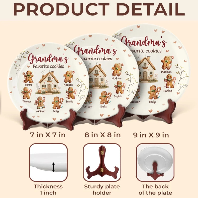 Grandma's Favorite Cookies - Family Personalized Custom Ceramic Plate - Mother's Day, Gift For Mom, Grandma
