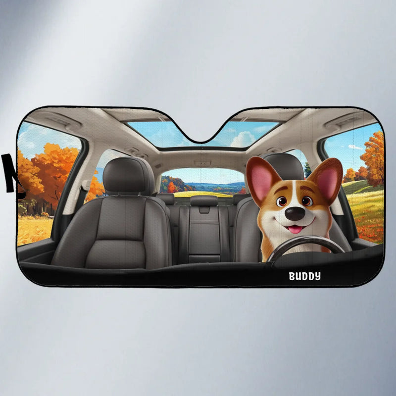 Buckle Up, It’s A Pawsome Ride - Dog & Cat Personalized Custom Auto Windshield Sunshade, Car Window Protector - Gift For Pet Owners, Pet Lovers