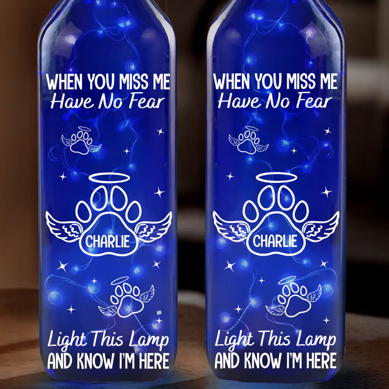 My Heart Still Whispers Your Name - Memorial Personalized Custom Blue Bottle Lamp - Sympathy Gift For Pet Owners, Pet Lovers