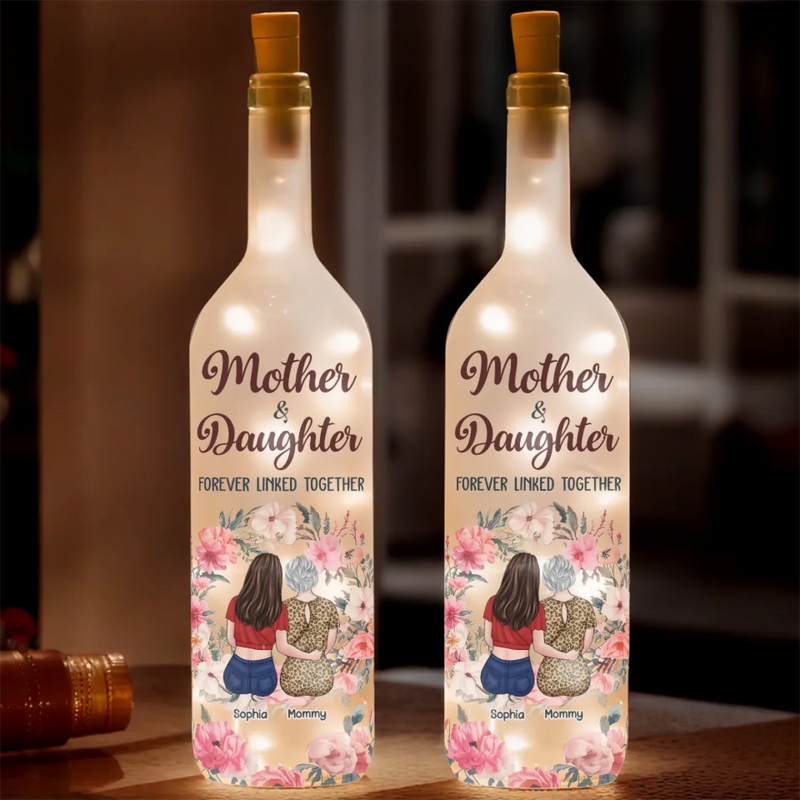 Forever Connected, Always Cherished - Family Personalized Custom Bottle Lamp - Mother's Day, Gift For Mom, Daughter