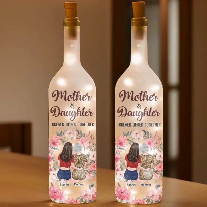 Forever Connected, Always Cherished - Family Personalized Custom Bottle Lamp - Mother's Day, Gift For Mom, Daughter