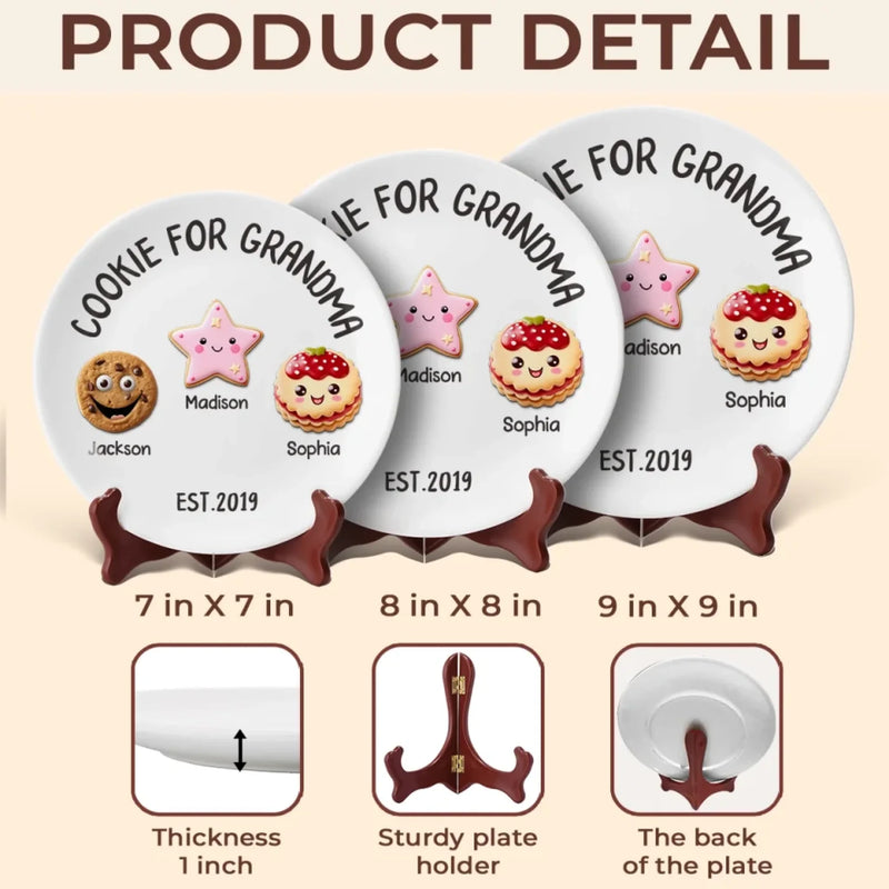 Grandma’s Cookie Plate, Full Of Love - Family Personalized Custom Ceramic Plate - Mother's Day, Gift For Mom, Grandma