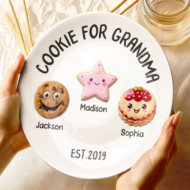 Grandma’s Cookie Plate, Full Of Love - Family Personalized Custom Ceramic Plate - Mother's Day, Gift For Mom, Grandma