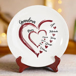 Custom Name Family Heart Gifts for Grandma - Personalized Ceramic Plate