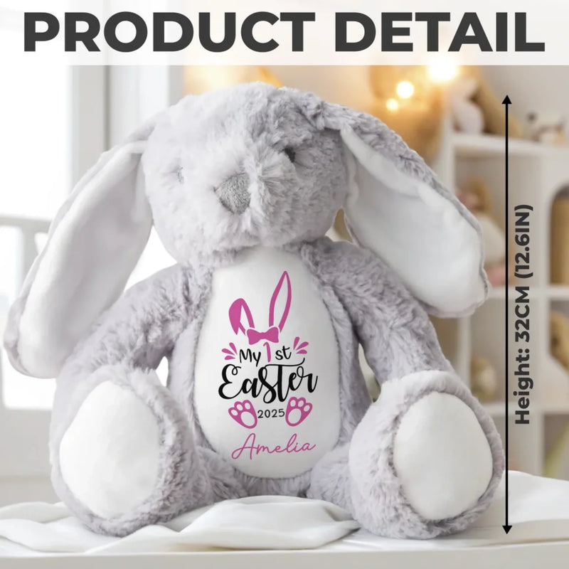 Ears Full Of Joy, Heart Full Of Love - Family Personalized Custom Easter Bunny Plush - Easter Gift For Baby Kids, Newborn Baby