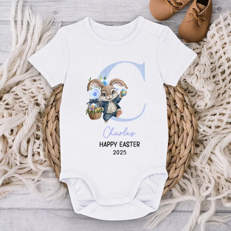 Bunny Kisses And Easter Wishes - Family Personalized Custom Baby Onesie - Easter Gift For Baby Kids, Newborn Baby