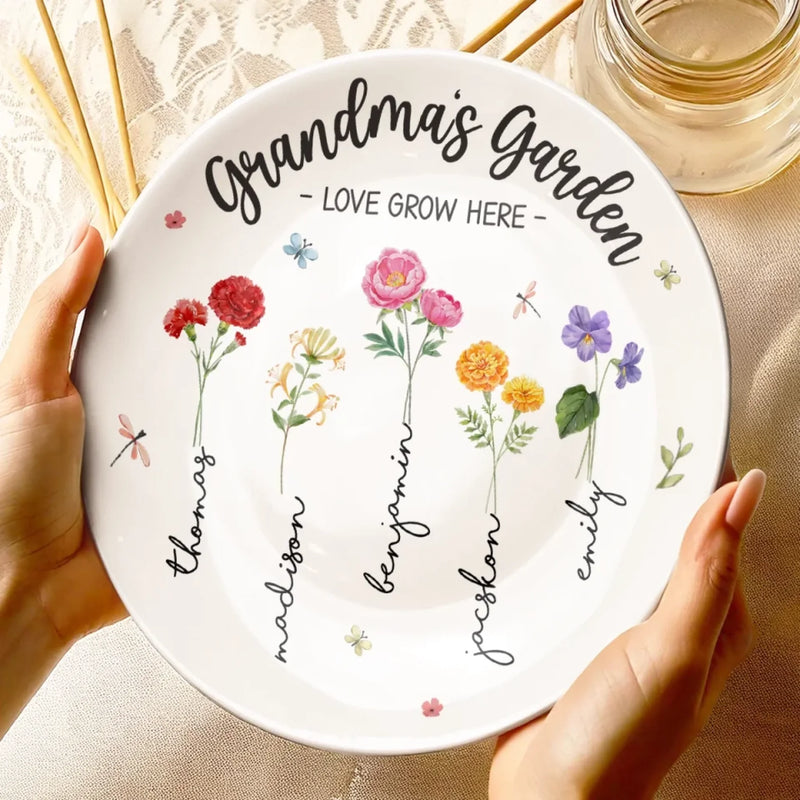 There’s No Place Like Grandma’s Love - Family Personalized Custom Ceramic Plate - Mother's Day, Gift For Mom, Grandma