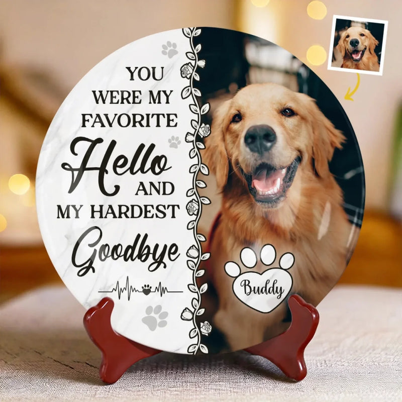 Custom Photo Your Paw Prints Are Forever On My Heart - Memorial Personalized Custom Ceramic Plate - Sympathy Gift For Pet Owners, Pet Lovers