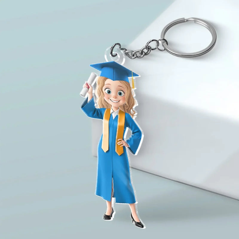 A Journey Completed, A New One Begins - Family Personalized Custom Shaped Acrylic Keychain - Graduation Gift For Family Members, Siblings, Brothers, Sisters