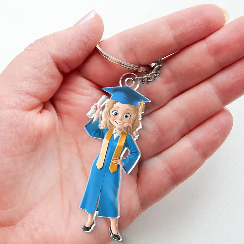 A Journey Completed, A New One Begins - Family Personalized Custom Shaped Acrylic Keychain - Graduation Gift For Family Members, Siblings, Brothers, Sisters