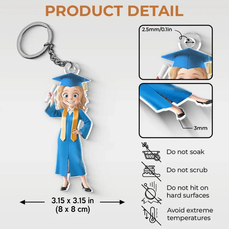 A Journey Completed, A New One Begins - Family Personalized Custom Shaped Acrylic Keychain - Graduation Gift For Family Members, Siblings, Brothers, Sisters