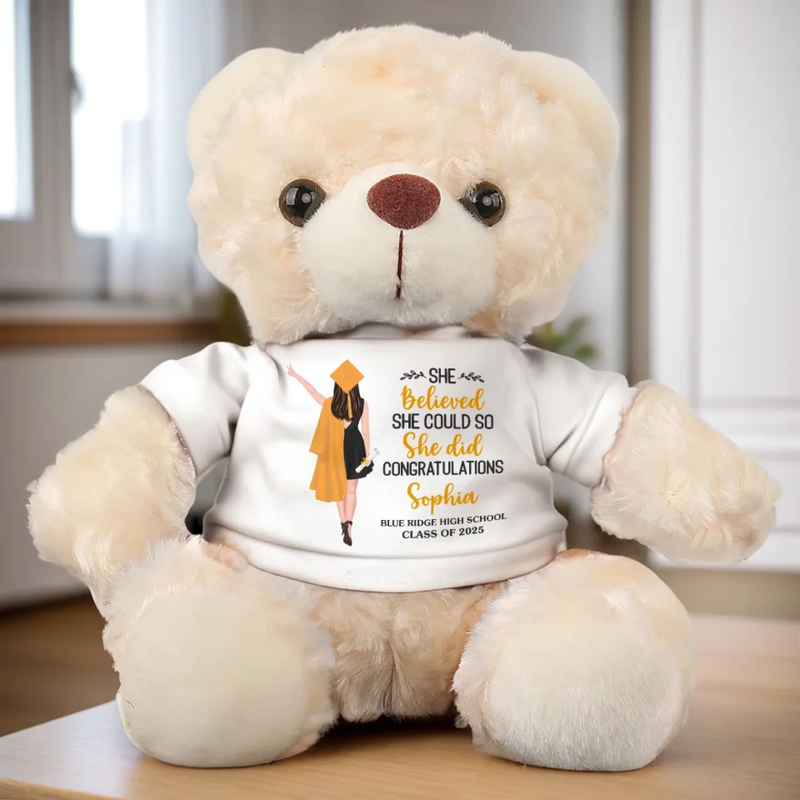 Wherever You Go, Go With All Your Heart - Family Personalized Custom Teddy Bear Plush - Graduation Gift For Family Members, Siblings, Brothers, Sisters