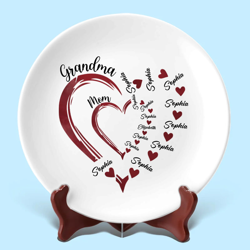 Grandma’s Heart, Our Forever Home - Family Personalized Custom Ceramic Plate - Mother's Day, Gift For Mom, Grandma