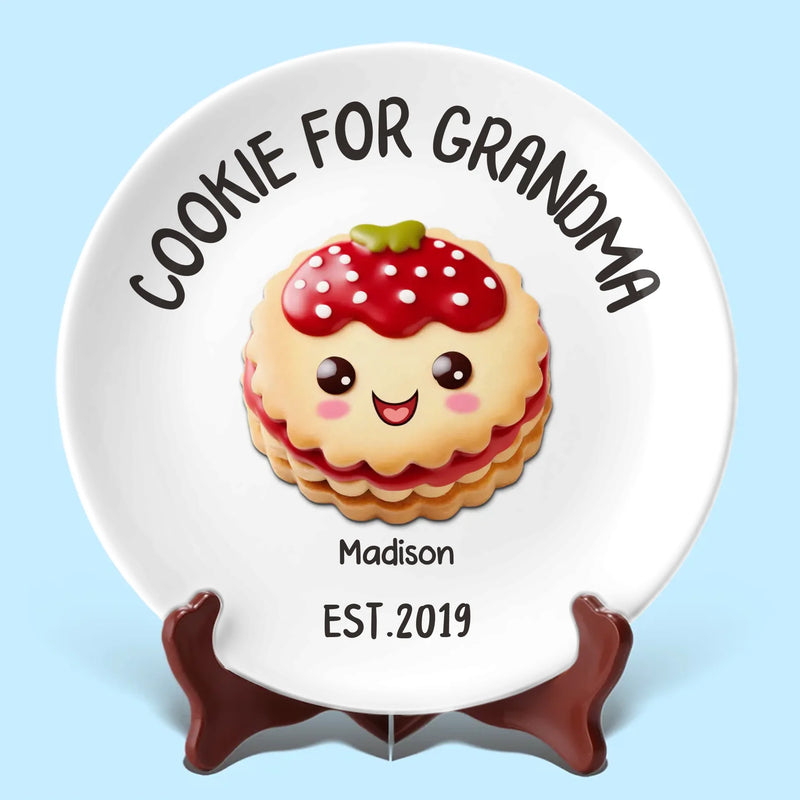 Grandma’s Cookie Plate, Full Of Love - Family Personalized Custom Ceramic Plate - Mother's Day, Gift For Mom, Grandma