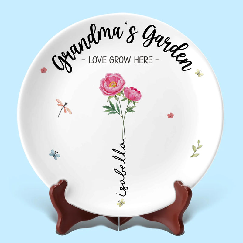 There’s No Place Like Grandma’s Love - Family Personalized Custom Ceramic Plate - Mother's Day, Gift For Mom, Grandma