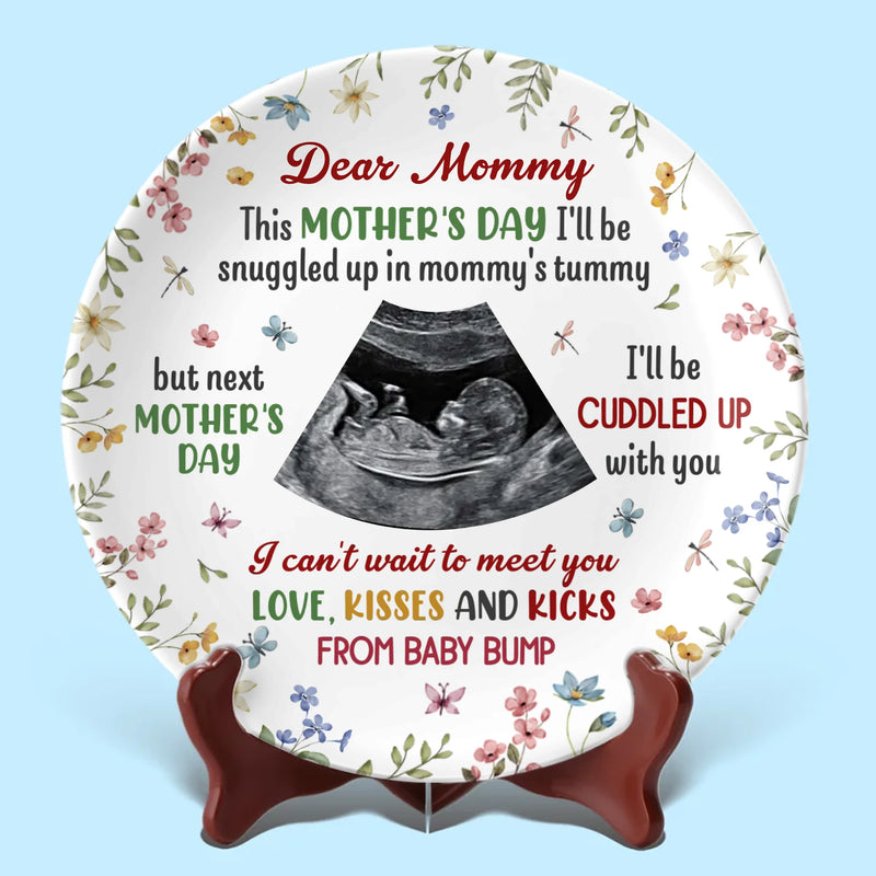 Custom Photo From My Tiny Hands To Your Big Heart - Family Personalized Custom Ceramic Plate - Mother's Day, Baby Shower Gift, Gift For First Mom