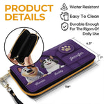 Happiness Is A Wagging Tail - Dog & Cat Personalized Custom Leather Long Wallet - Gift For Pet Owners, Pet Lovers